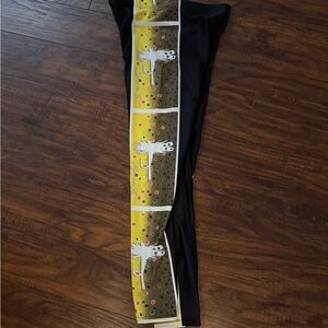 Fly fishing patterned Black and Yellow Graphic Leggings